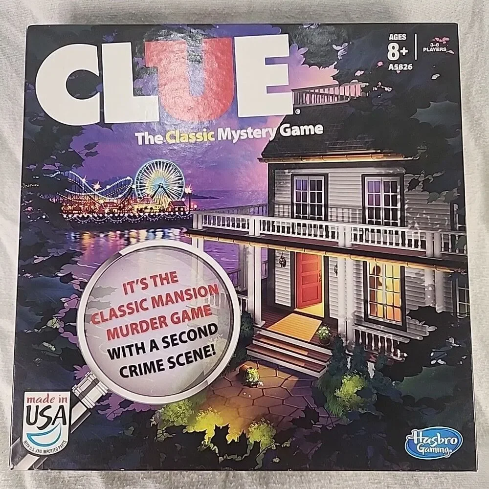 CLUE Board Game Classic Mystery Game by Hasbro With 2nd Crime Scene Complete Set